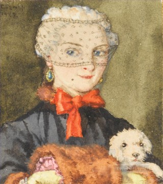 コンスタンチン・ソモフ Painting - 愛犬コンスタンチン・ソモフを連れた女性